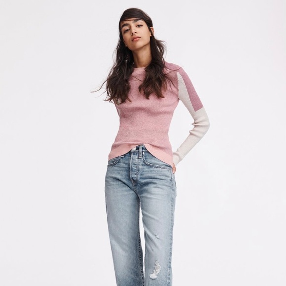 rag & bone Sweaters - NWT Rag & Bone pink fitted lightweight Tia Cotton Crew - Large